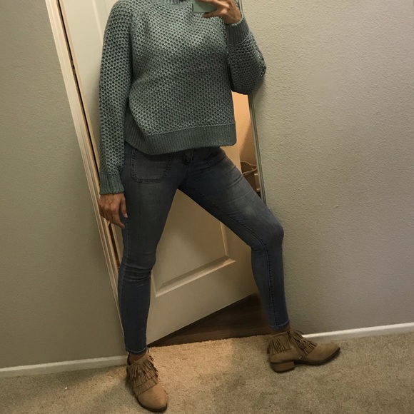 LAST 1!Fringe Bohemian Vegan Suede Tan Ankle Boots - Picture 10 of 12